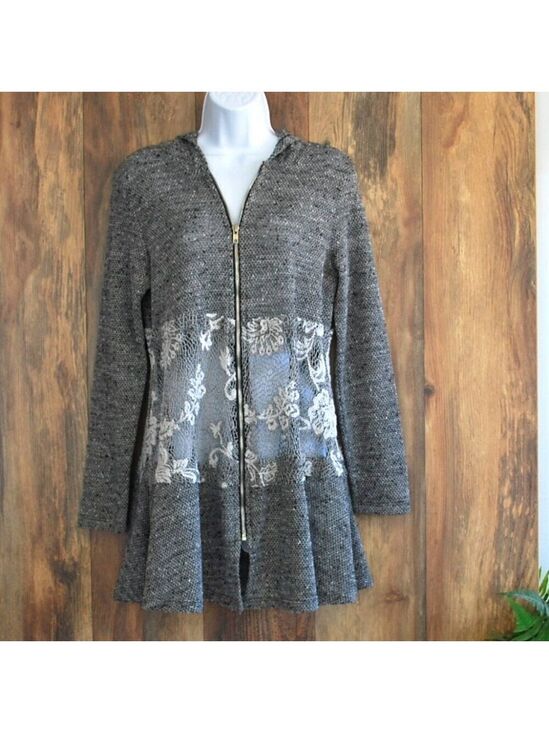 Vocal Jackets & Blazers - Vocal Lace Zip Cardigan Knit Hoodie Jacket S